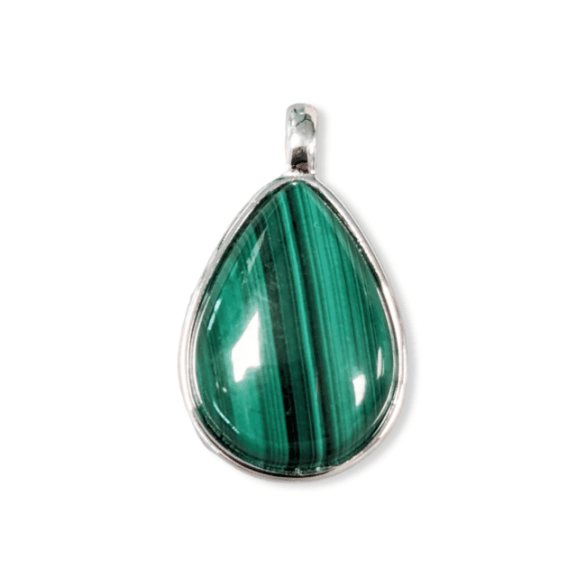 925 Silver Malachite Drop Pendant AAA 23.5mm