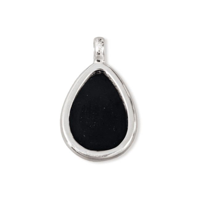 925 Silver Drop Pendant Black Obsidian AA 23.5mm