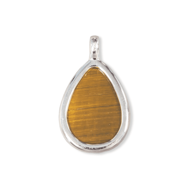 925 Silver Tiger Eye Drop Pendant AA 23.5mm