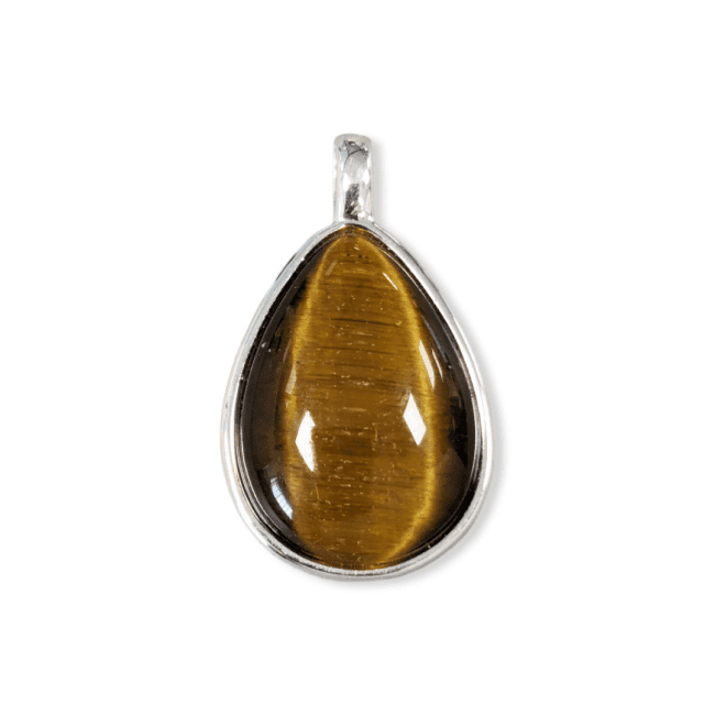 925 Silver Tiger Eye Drop Pendant AA 23.5mm