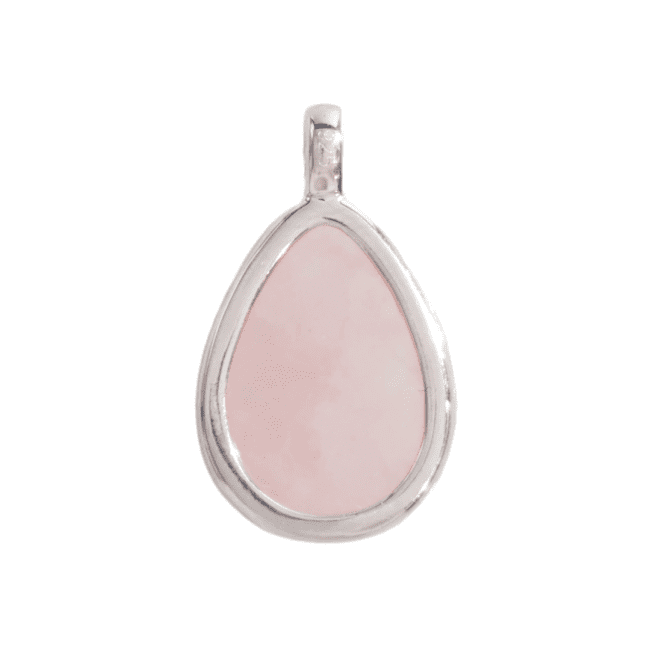 925 Silver Drop Pendant Rose Quartz AA 23.5mm