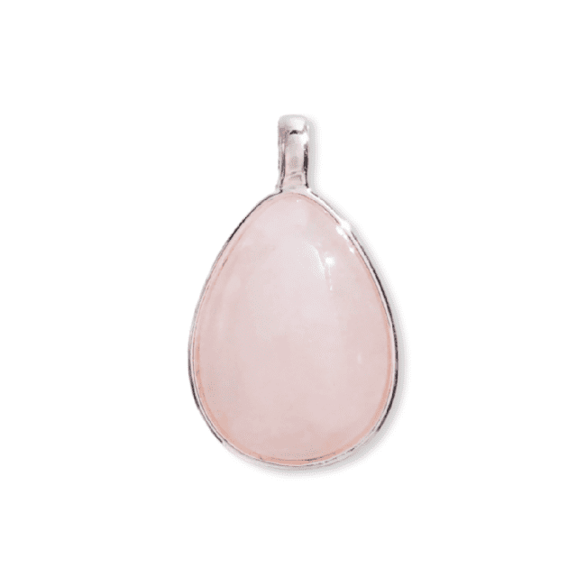 925 Silver Drop Pendant Rose Quartz AA 23.5mm