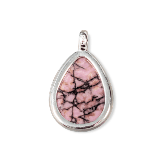 925 Silver Rhodonite Drop Pendant A 23.5mm