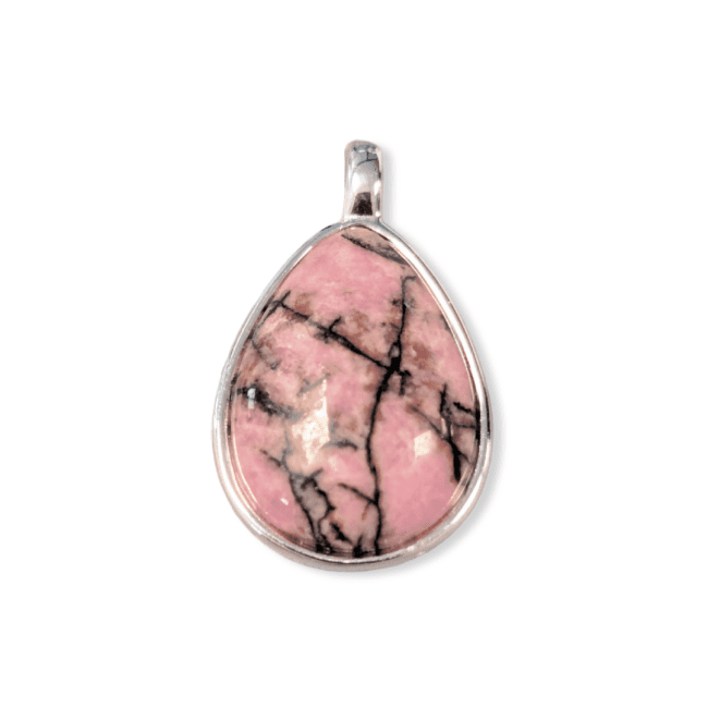 925 Silver Rhodonite Drop Pendant A 23.5mm