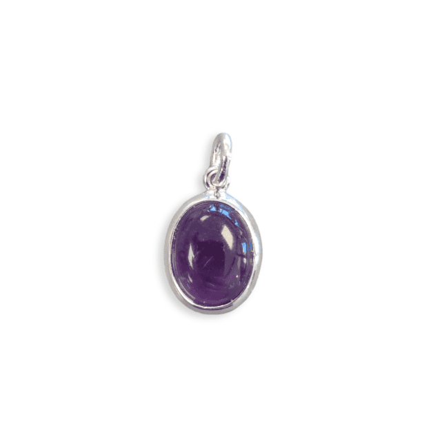 925 Silver Oval Pendant Amethyst AA 13mm