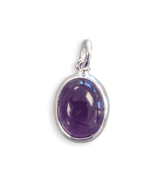 925 Silver Oval Pendant Amethyst AA 13mm