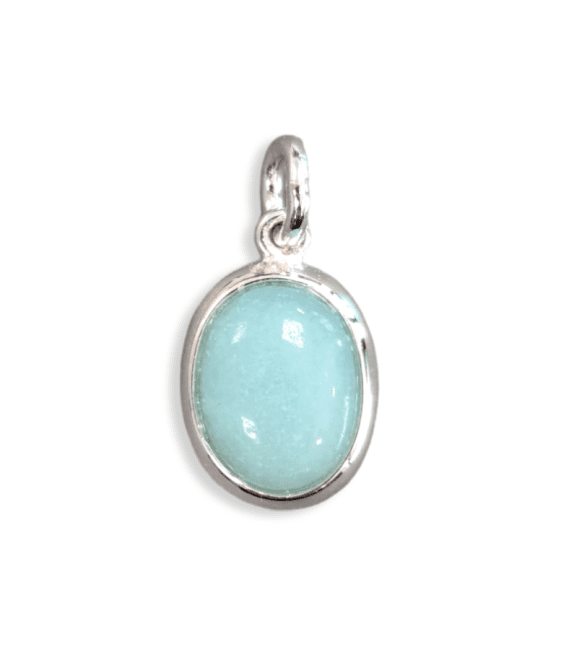 925 Silver Oval Pendant Amazonite AA 13mm