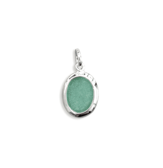 925 Silver Oval Pendant Green Aventurine A 13mm