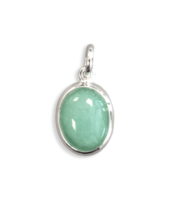 925 Silver Oval Pendant Green Aventurine A 13mm