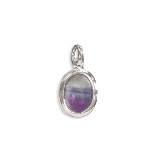 925 Silver Oval Pendant Fluorite AA 13mm