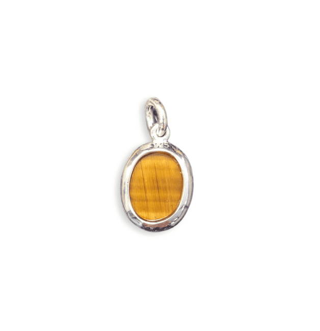 925 Silver Oval Tiger Eye Pendant AA 13mm