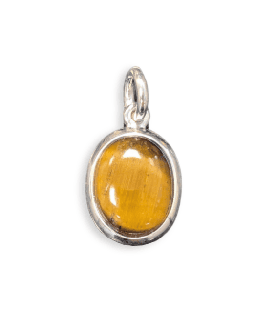 925 Silver Oval Tiger Eye Pendant AA 13mm