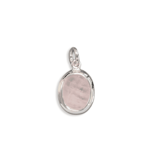 925 Silver Oval Pendant Rose Quartz AA 13mm