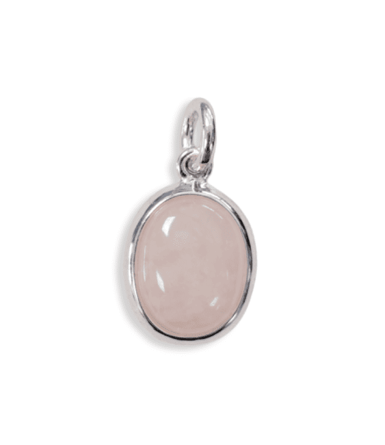 925 Silver Oval Pendant Rose Quartz AA 13mm