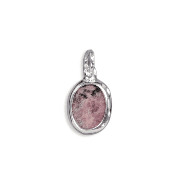 925 Silver Oval Rhodonite Pendant A 13mm