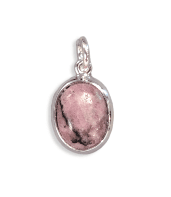 925 Silver Oval Rhodonite Pendant A 13mm