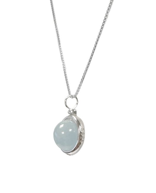 925 Silver Necklace with Black Aquamarine Pendant A+ 10mm