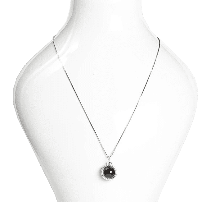 925 Silver Necklace with Red Garnet Ball Pendant AA 10mm