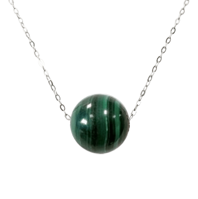 incense at 925 Silver Necklace Malachite AA Ball 12mm