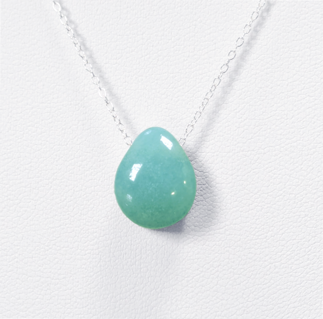 925 Silver Necklaces Pierced Stone Amazonite AA 14mm