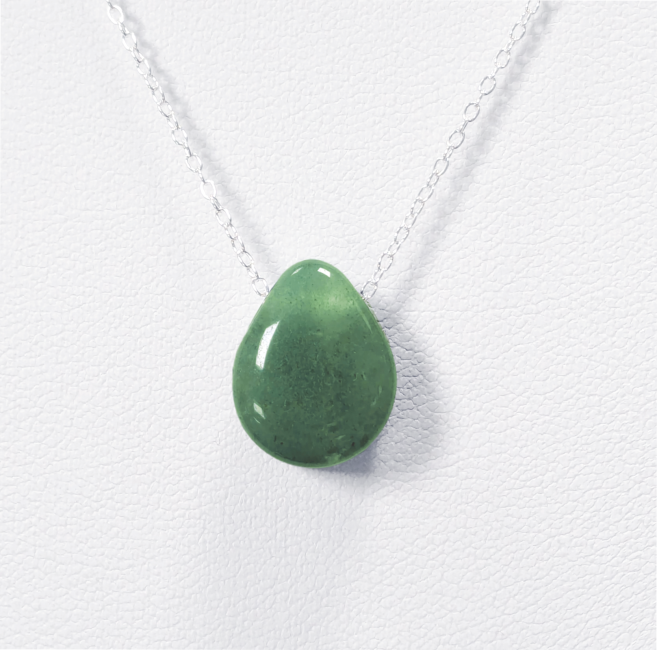 925 Silver Necklaces Green Aventurine Pierced Stone A 14mm