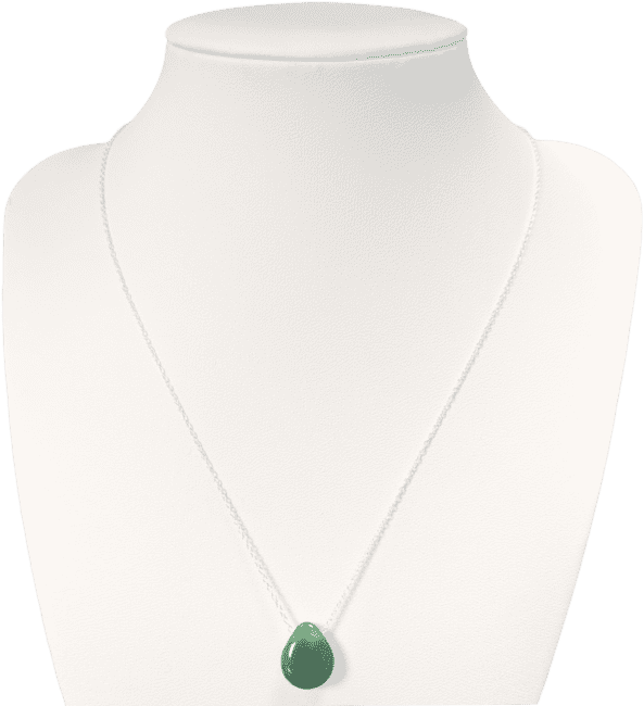 925 Silver Necklaces Green Aventurine Pierced Stone A 14mm