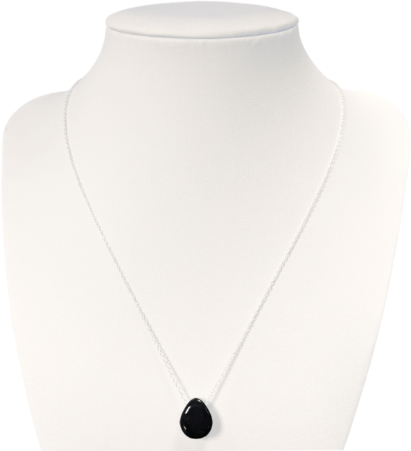 925 Silver Necklaces Black Obsidian Pierced Stone A 14mm