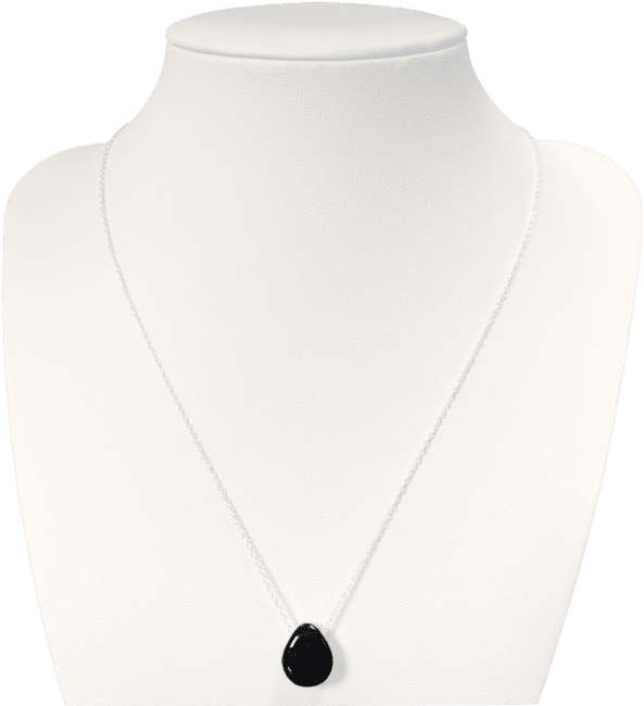 925 Silver Necklaces Black Obsidian Pierced Stone A 14mm