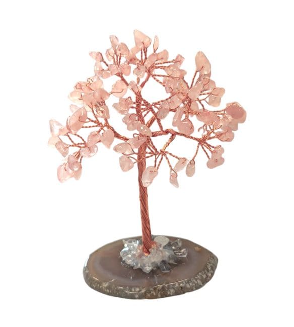 Tree of Life Rose Quartz on Agate 12-13cm