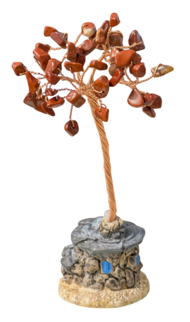 incense at Red Jasper Tree of Life with Stone Hut 14-15cm|gb