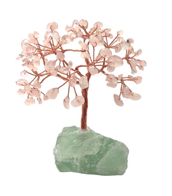 Tree of Life Rose Quartz on Green Fluorite Druse 12-13cm