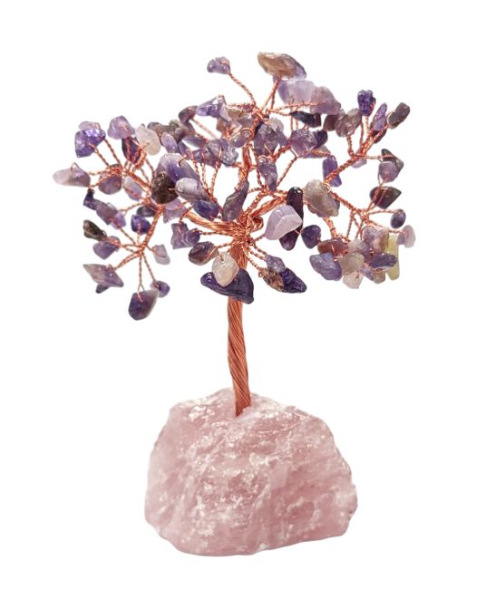 Tree of Life Amethyst on Rose Quartz Druse 12-13cm