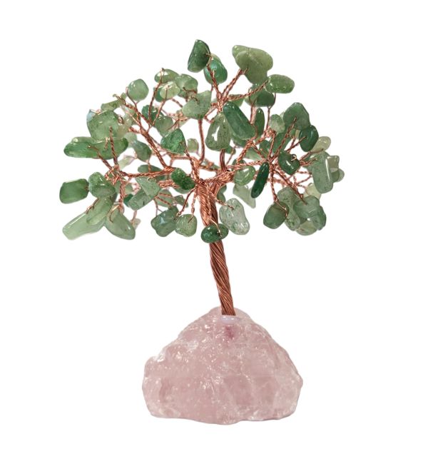Tree of Life Green Aventurine on Rose Quartz Druse 12-13cm