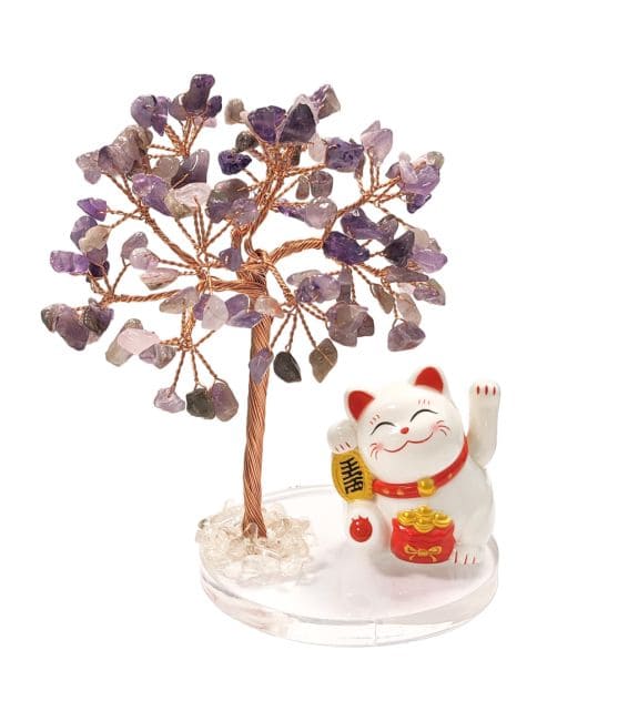 Tree of Life in Amethyst with Manekineko