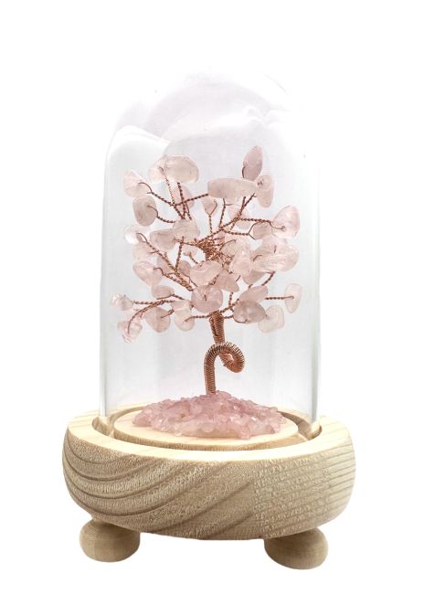 Tree of Life Rose Quartz under dome with box