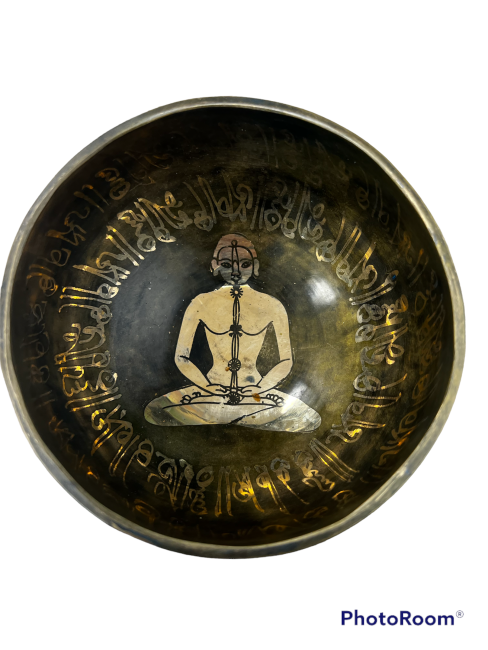 Tibetan singing bowl with carvings - Chakras- 12cm