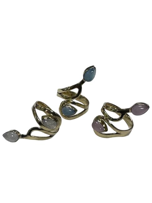 Adjustable bronze ring with semi precious stones