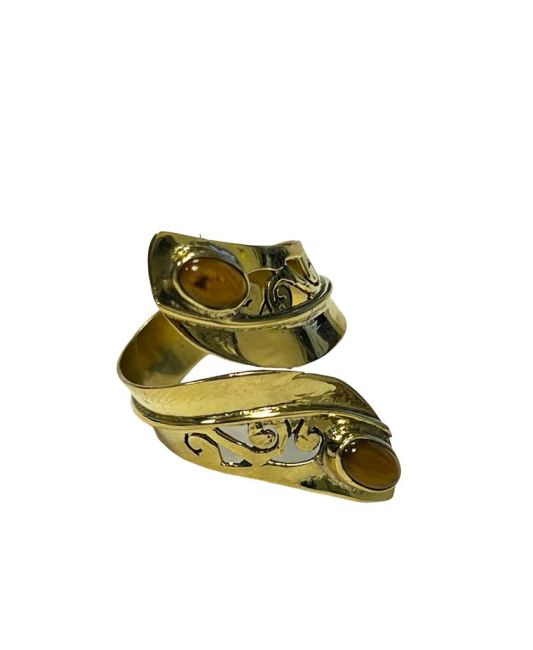 Adjustable bronze ring with semi precious stones