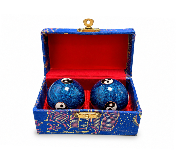 Blue Yin Yang Chinese Massage Balls 4.2 cm