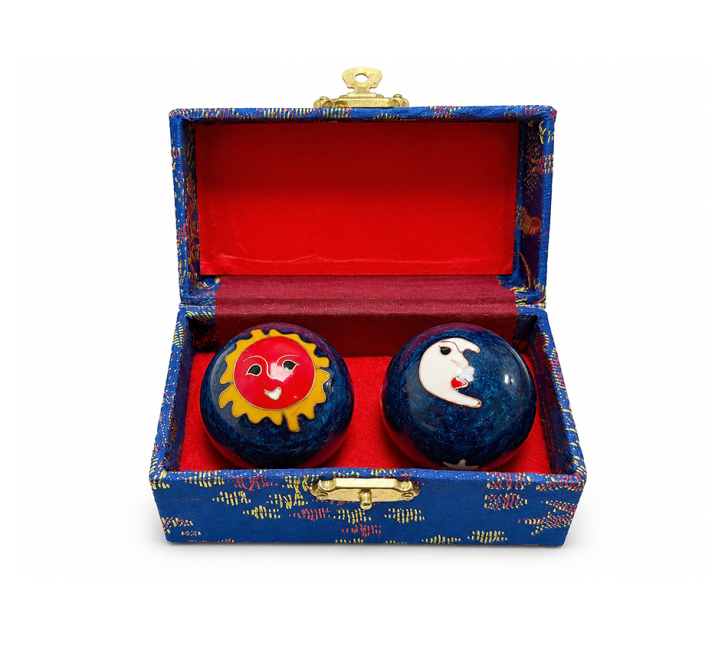 Blue Chinese Massage Balls Sun and Moon 4.2 cm