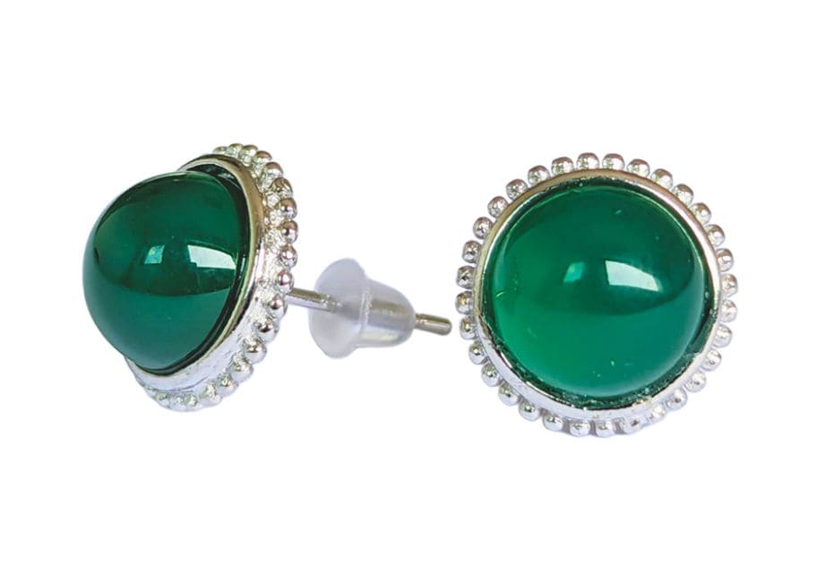 Round White Copper Chrysoprase AA Stud Earrings