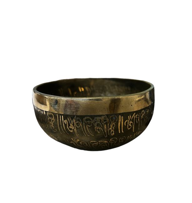 Tibetan singing bowl with carvings - Ganesh - 16cm
