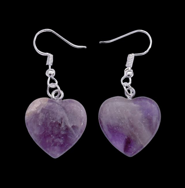 20mm Amethyst Heart Earrings