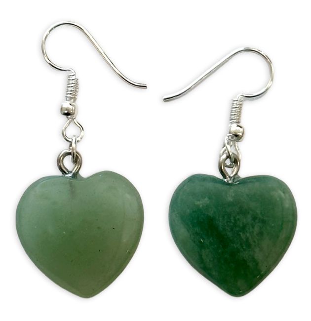 20mm Green Aventurine Heart Earrings