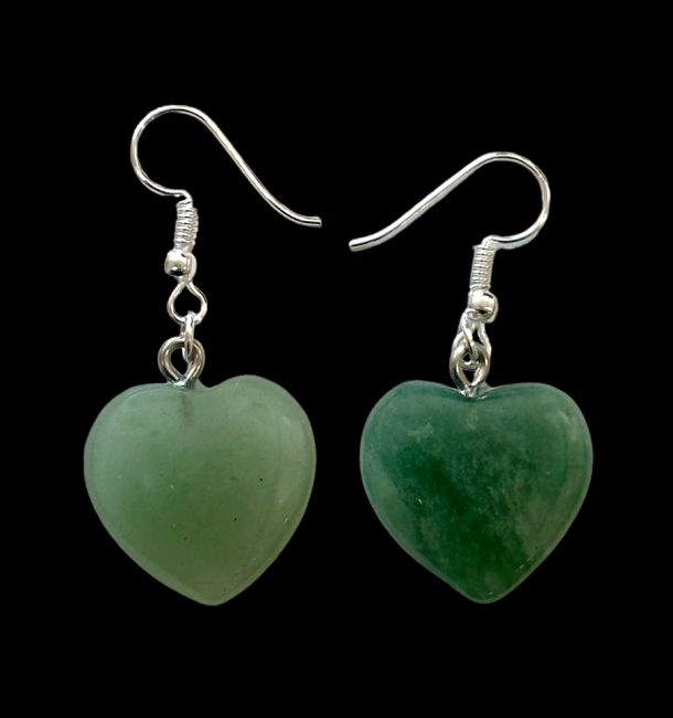 20mm Green Aventurine Heart Earrings