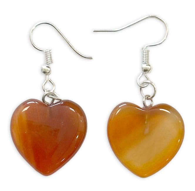 Carnelian Heart Earrings 20mm