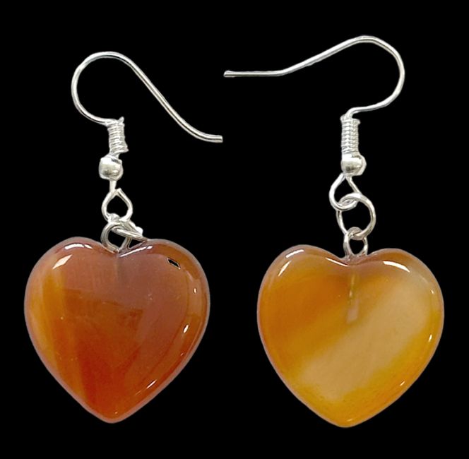 Carnelian Heart Earrings 20mm