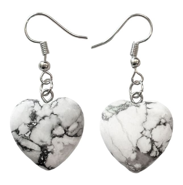 20mm Howlite Heart Earrings