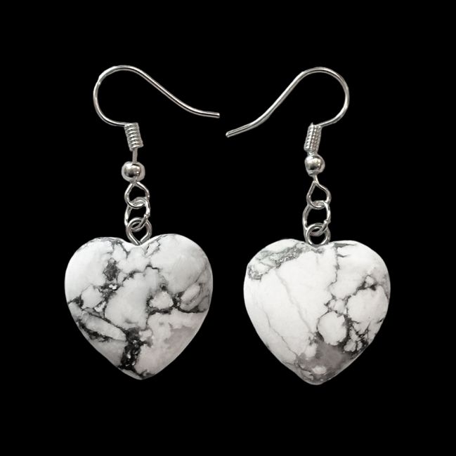 20mm Howlite Heart Earrings