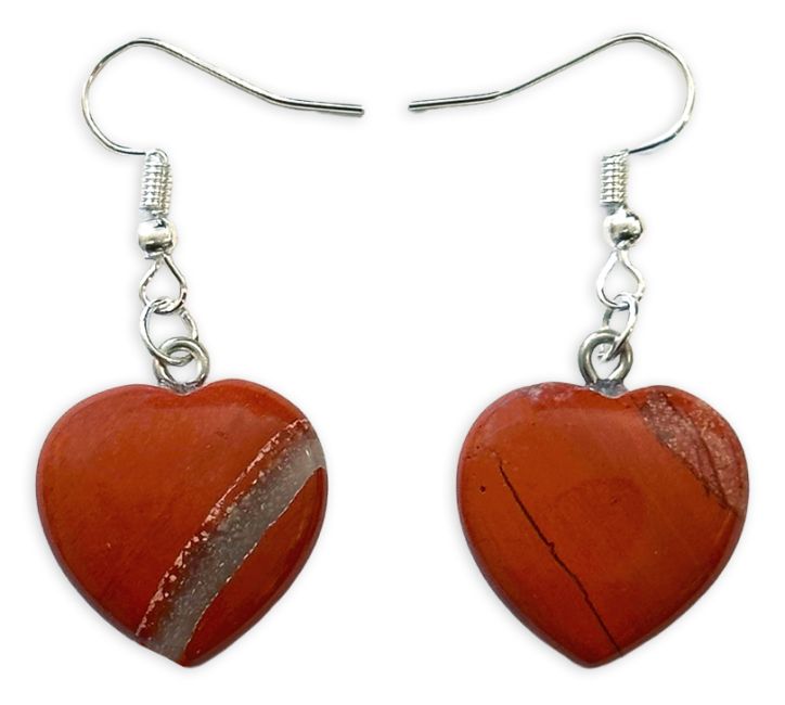20mm Red Jasper Heart Earrings